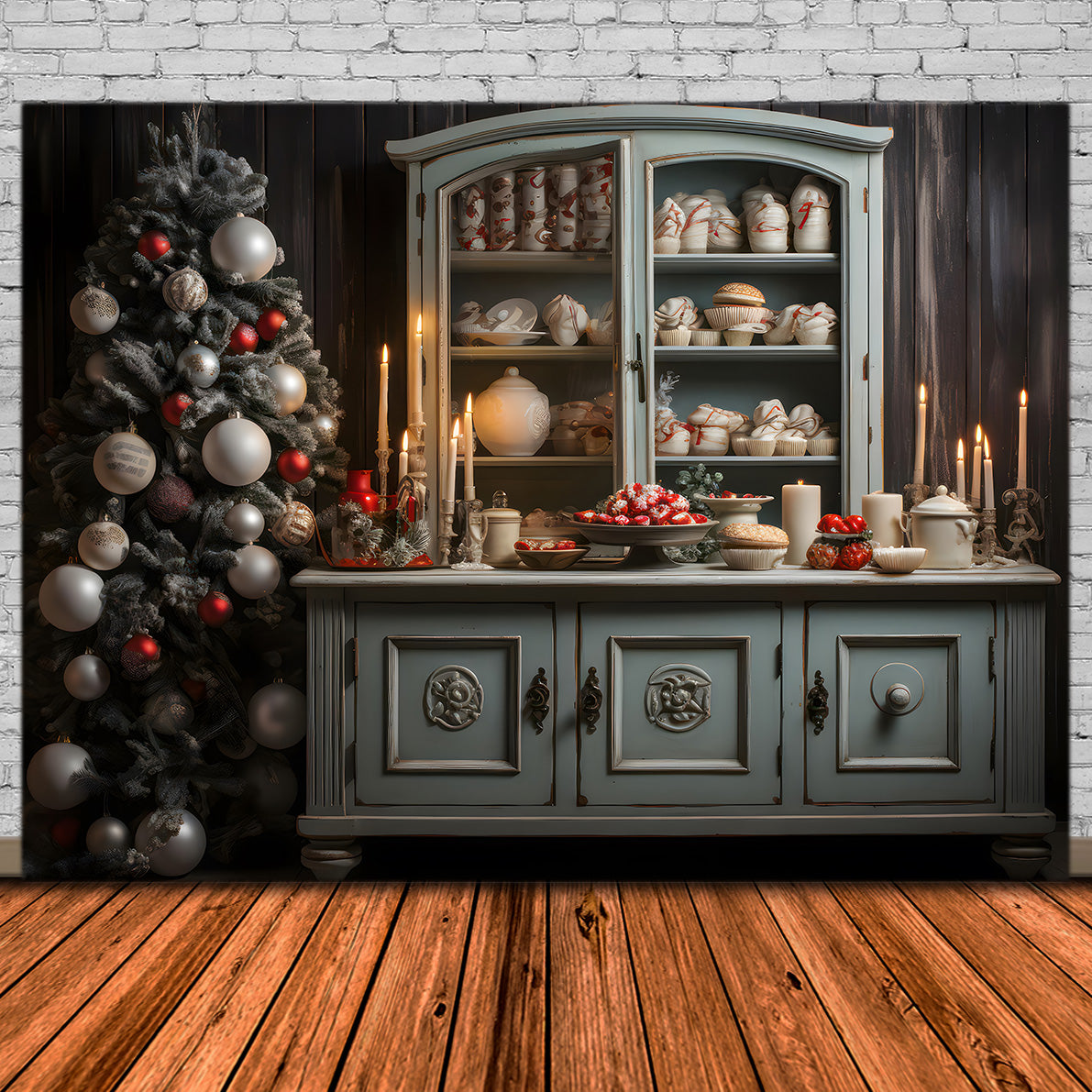 Toile de Fond Vintage d'Armoire avec Douceurs de Noël RR8-264