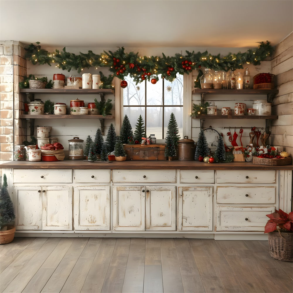 Toile de fond Cuisine Blanche de Noël RR8-39
