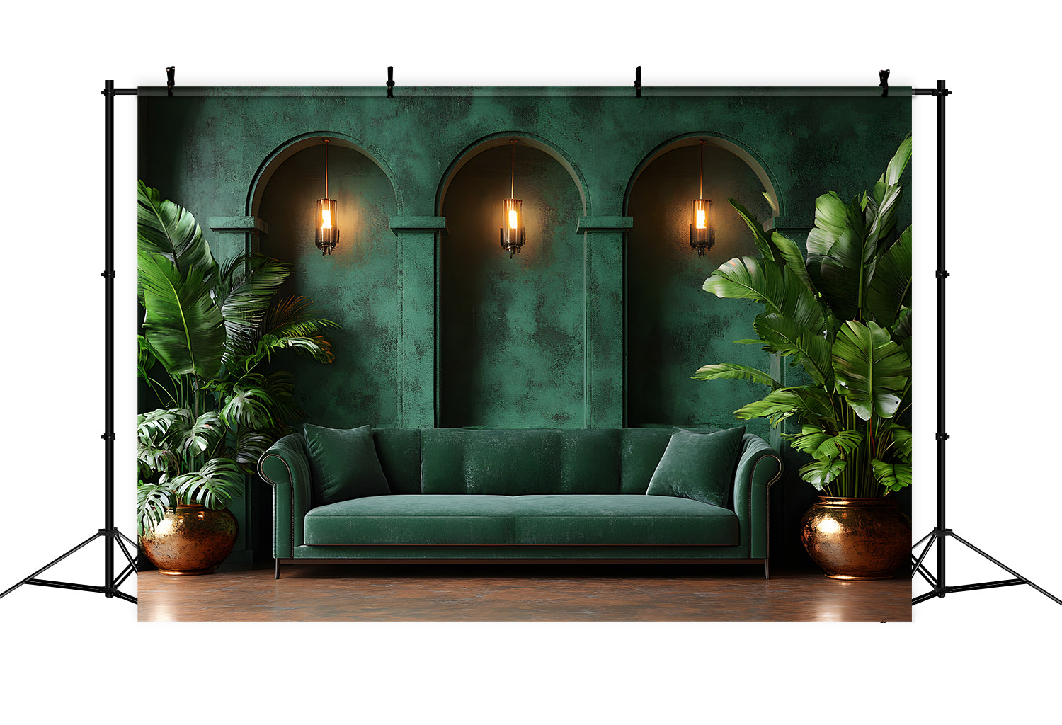 Toile de Fond Salon Vert Velours Chic RR8-410