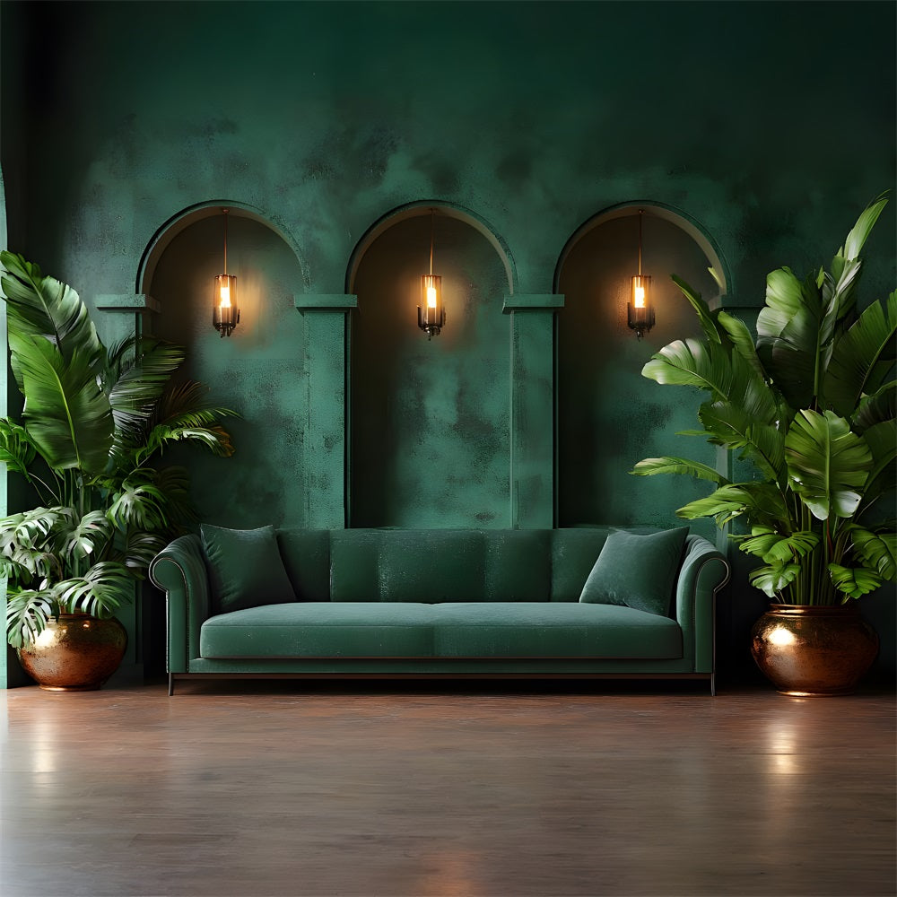 Toile de Fond Salon Vert Velours Chic RR8-410
