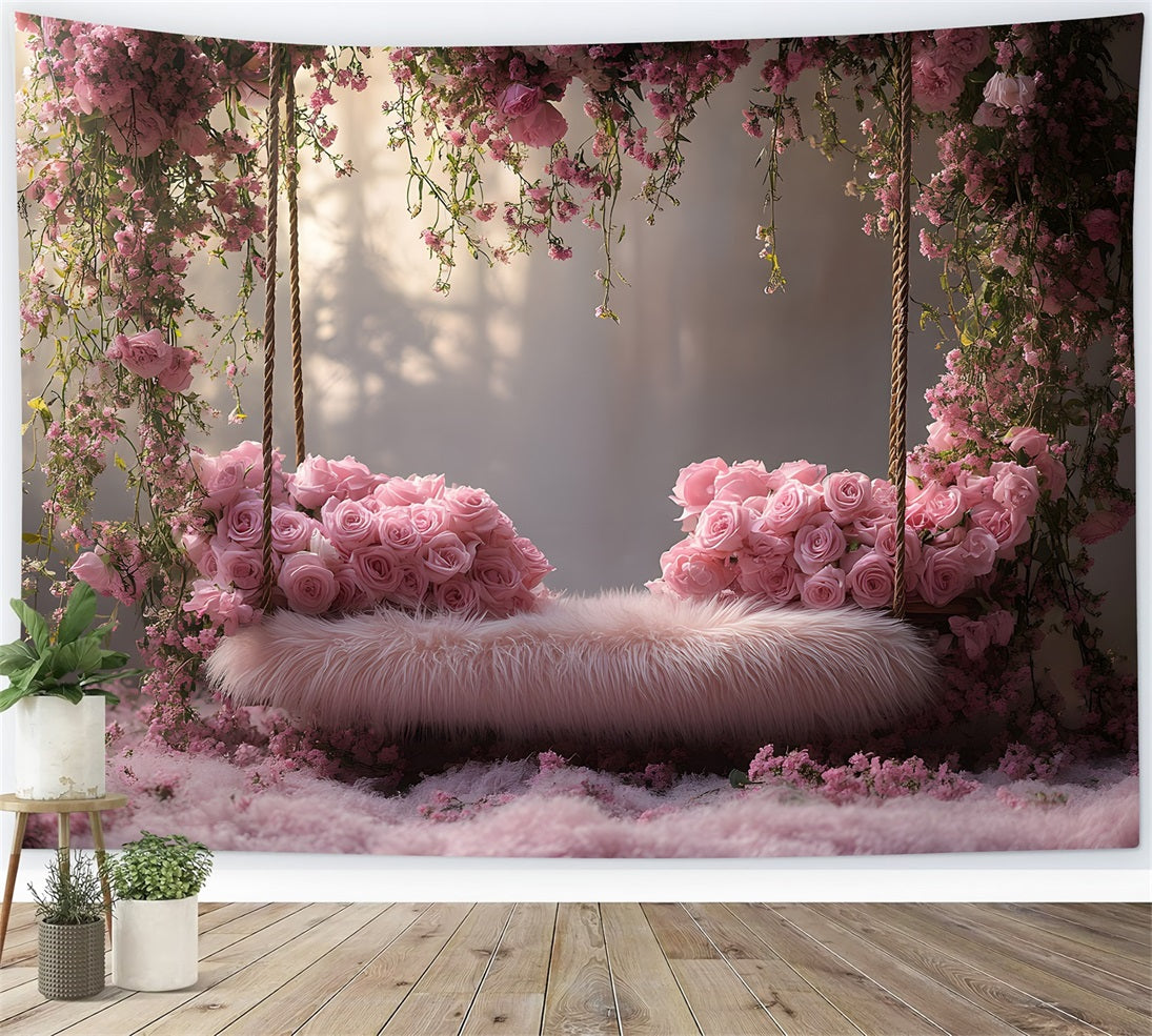 Toile de Fond Balançoire avec Roses Bohème RR8-430