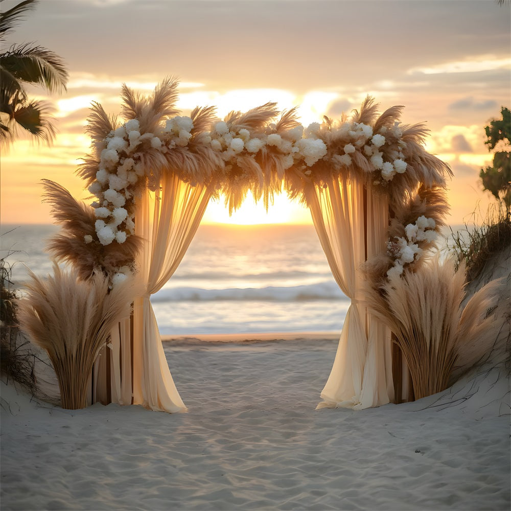 Toile de Fond Arche de Mariage Bohème sur la Plage RR8-434