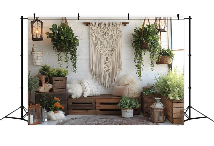 Toile de Fond Mur de Plantes Bohème Confortable RR8-474
