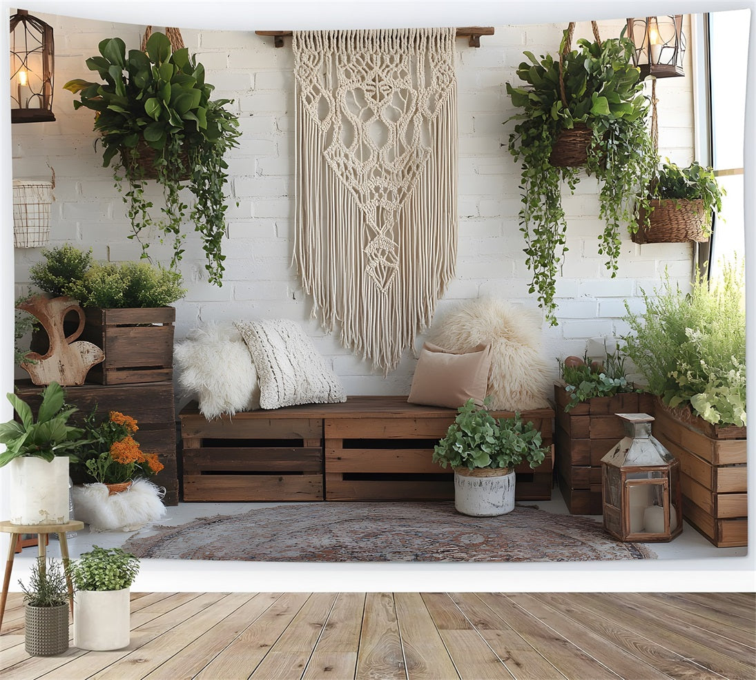 Toile de Fond Mur de Plantes Bohème Confortable RR8-474