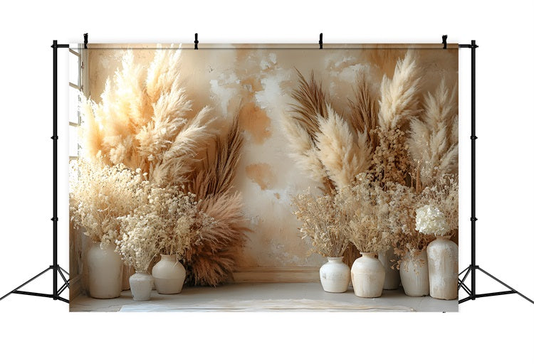 Toile de Fond Pampas Bohème en Soleil Rustique RR8-481
