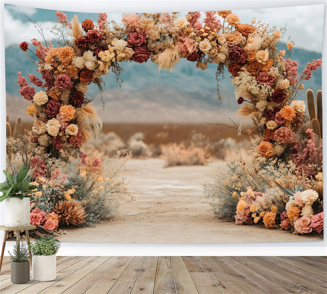 Toile de Fond Arche Florale Bohème Montagnarde RR8-485