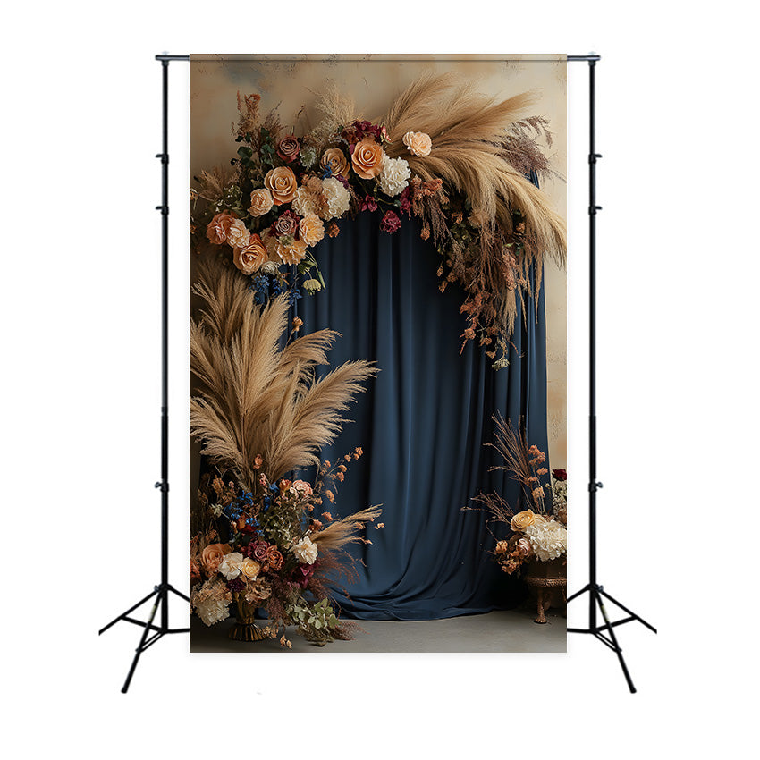 Toile de Fond Arche en Pampas et Vannerie Bohème Fantaisiste RR8-514