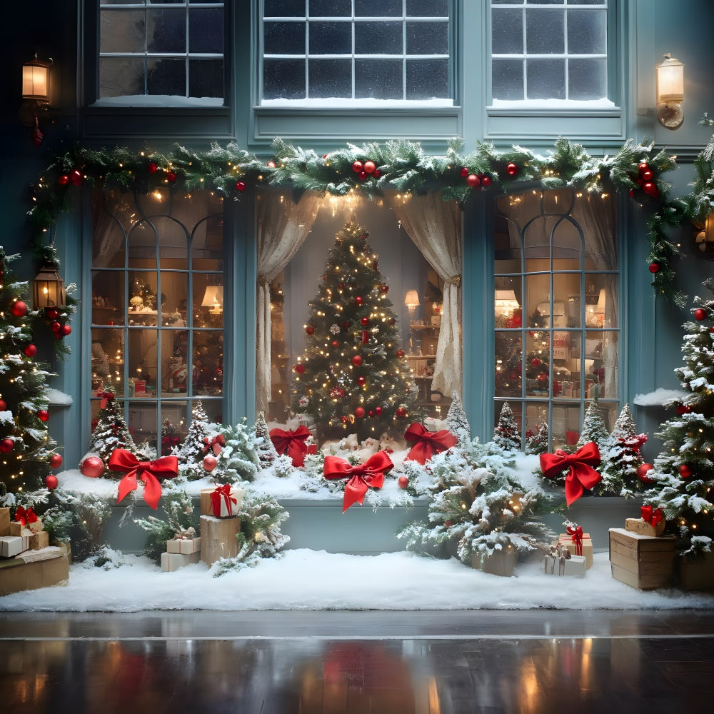 Toile de fond Vitrine Magasin Grand Sapin de Noël RR8-56