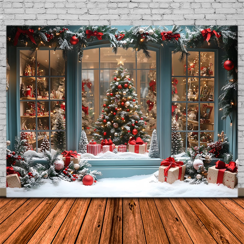 Toile de fond Vitrine de Magasin Neige de Noël RR8-58
