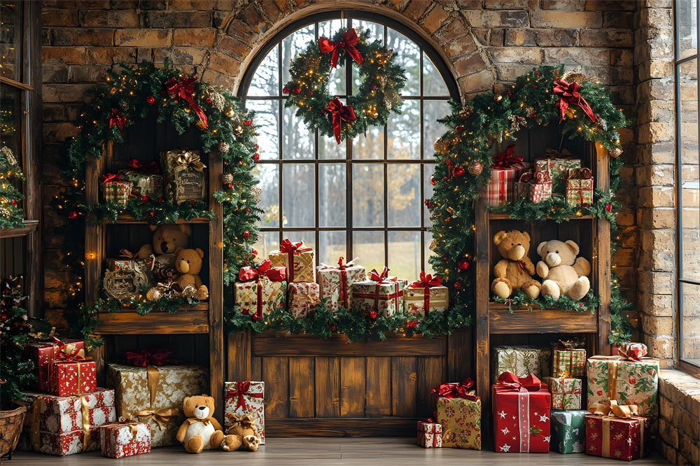 Toile de fond Chambre d'Ours en Peluche Cadeaux de Noël RR8-69