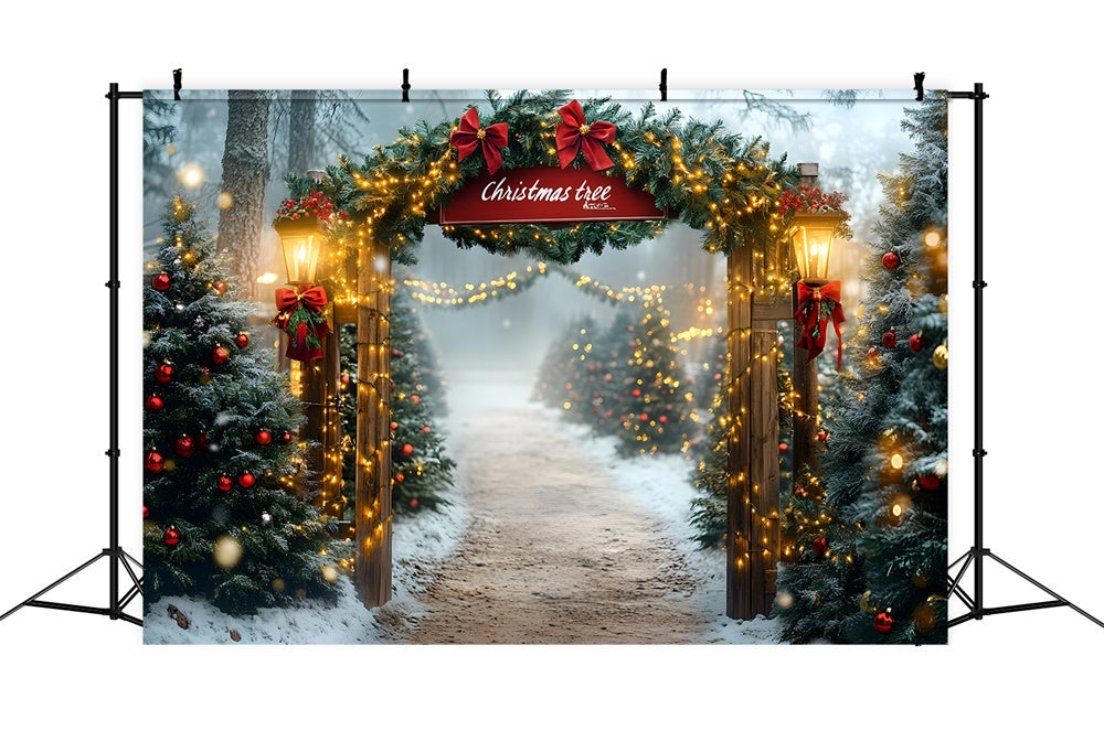 Toile de fond Ferme de Sapins Lumières de Noël RR8-80