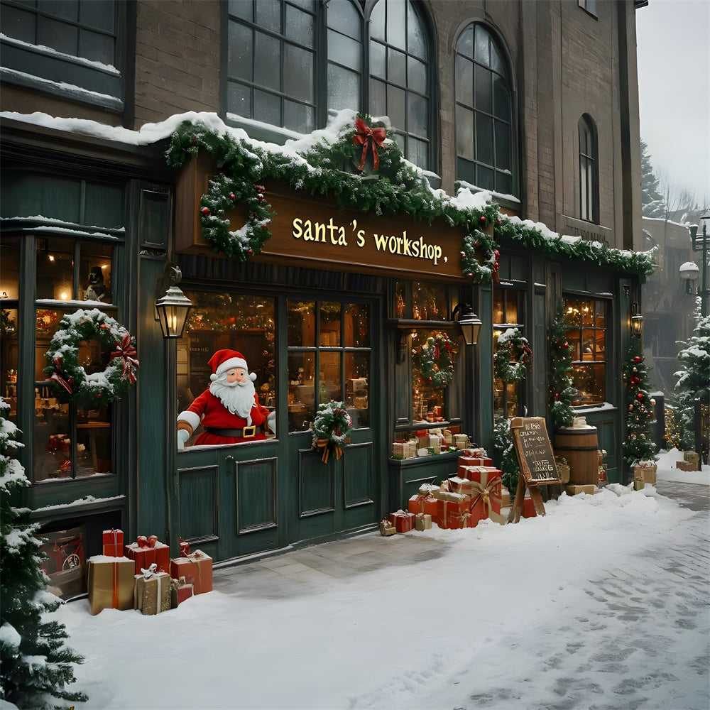 Toile de fond Atelier du Père Noël Neige de Noël RR8-84
