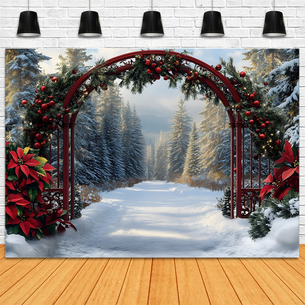 Toile de fond Guirlandes Sapins Enneigés de Noël RR8-99