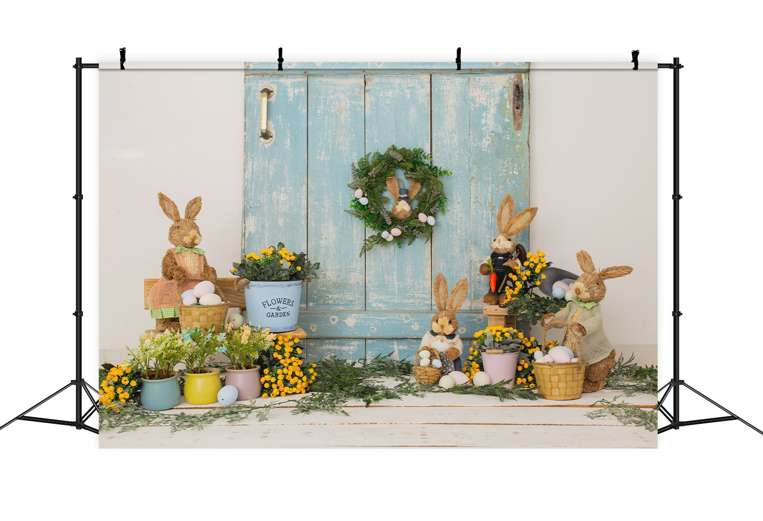 Toile de Fond de Panier D'oeufs de Lapins de Pâques SH-824