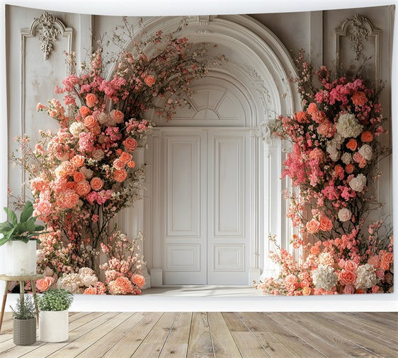 Toile de fond Printemps Arche Florale Élégante Rose TWW2-14