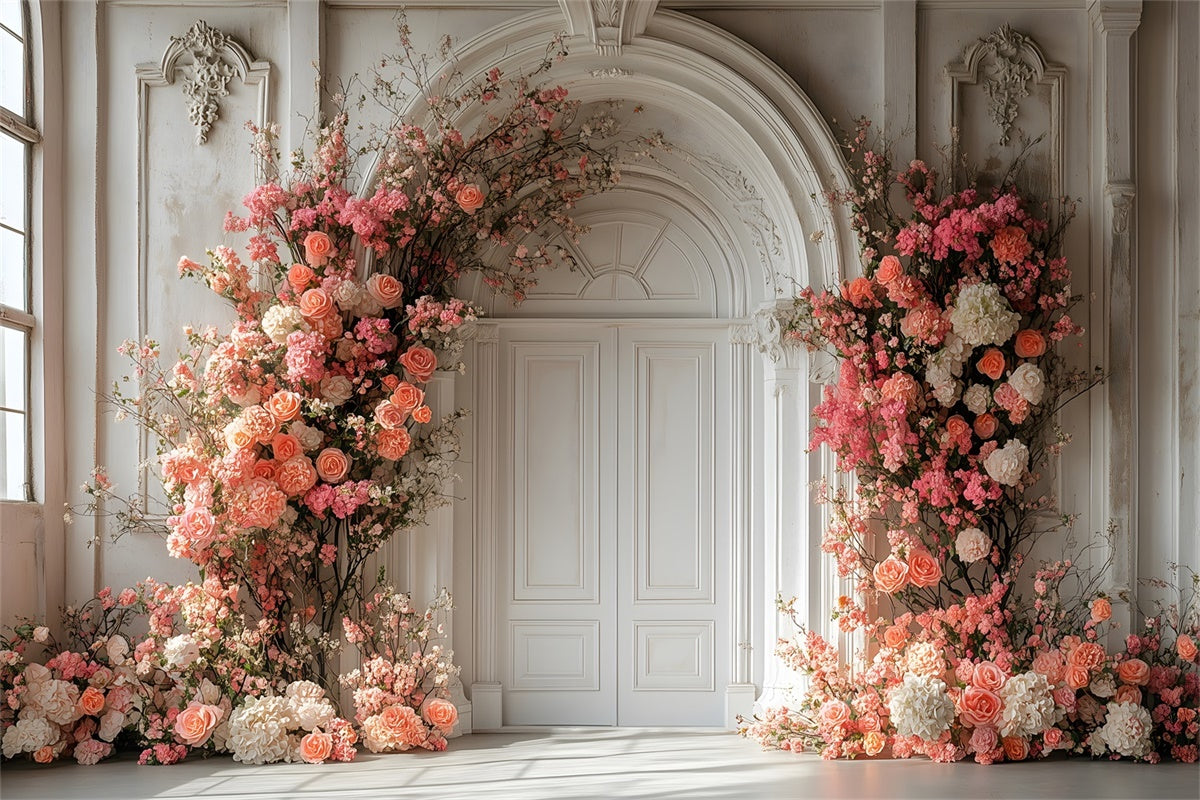 Toile de fond Printemps Arche Florale Élégante Rose TWW2-14