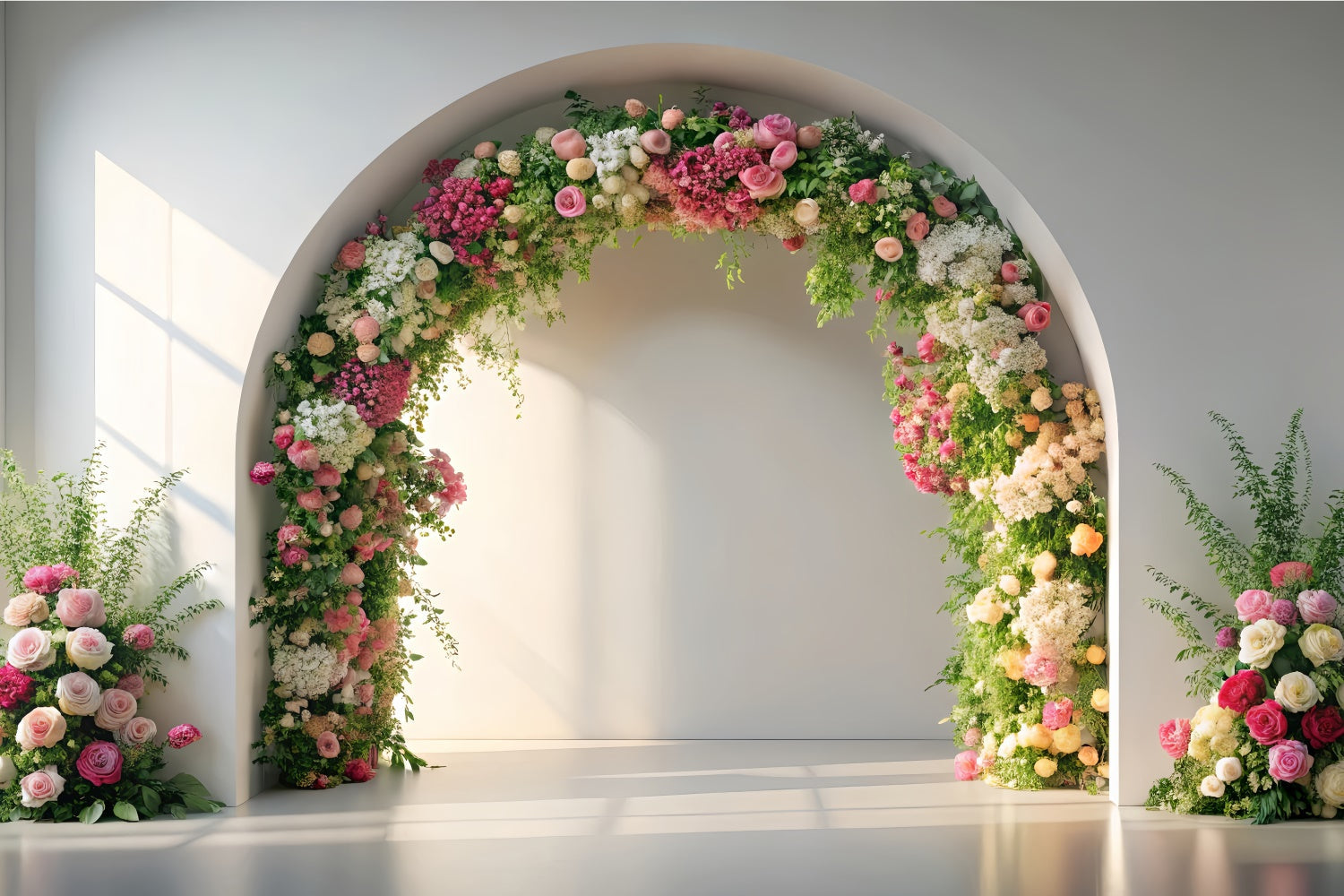 Fond Photo Printemps Arche Florale Rose Romantique TWW2-21