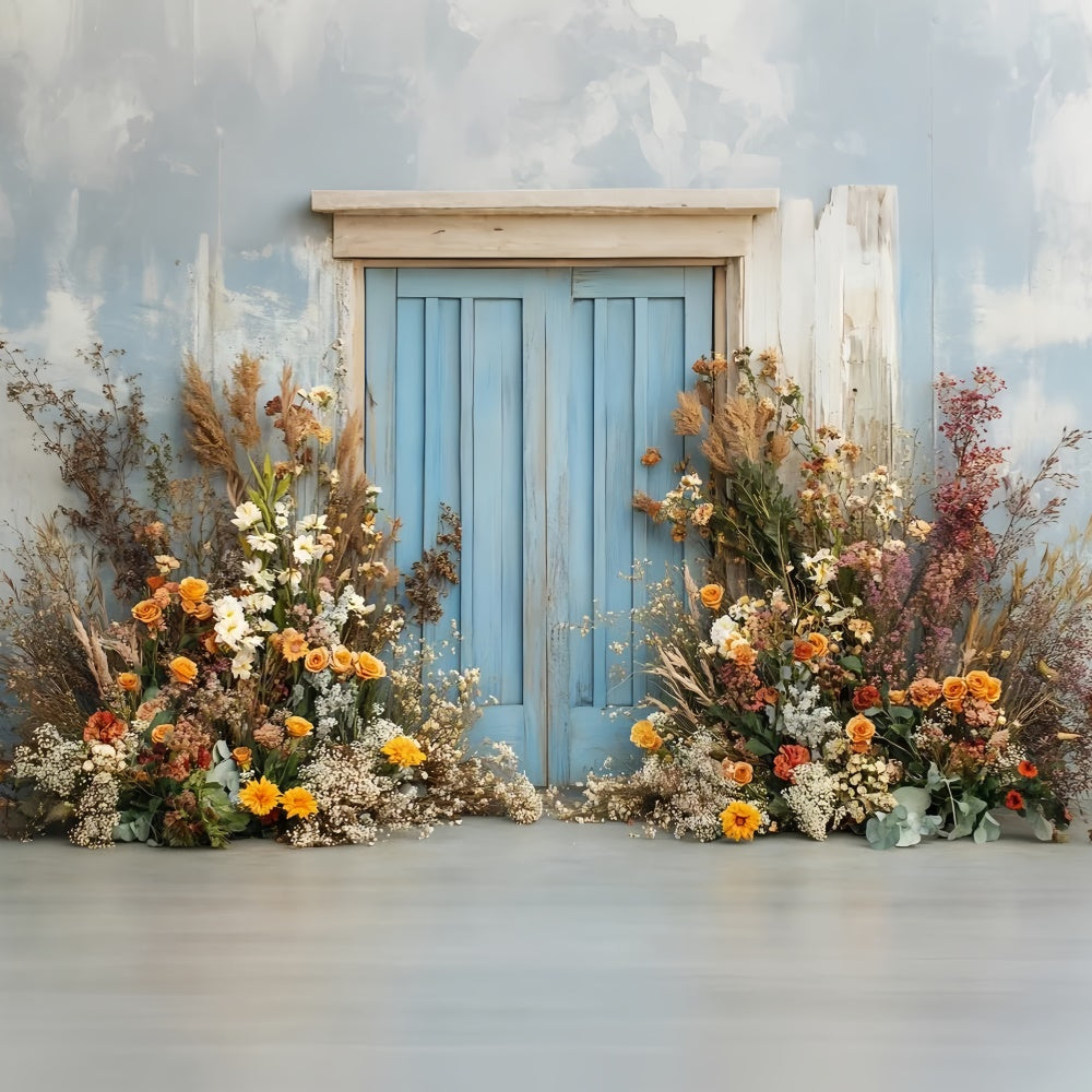 Fond Photo Printemps Porte en Bois Florale Lumineuse TWW2-27