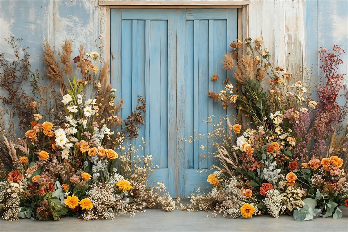 Fond Photo Printemps Porte en Bois Florale Lumineuse TWW2-27