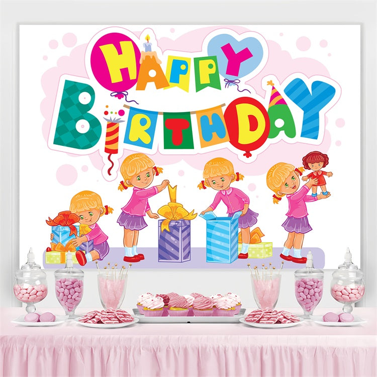 Toile de fond Anniversaire Personnalisable Petite Fille Mignonne Fête TWW3-76