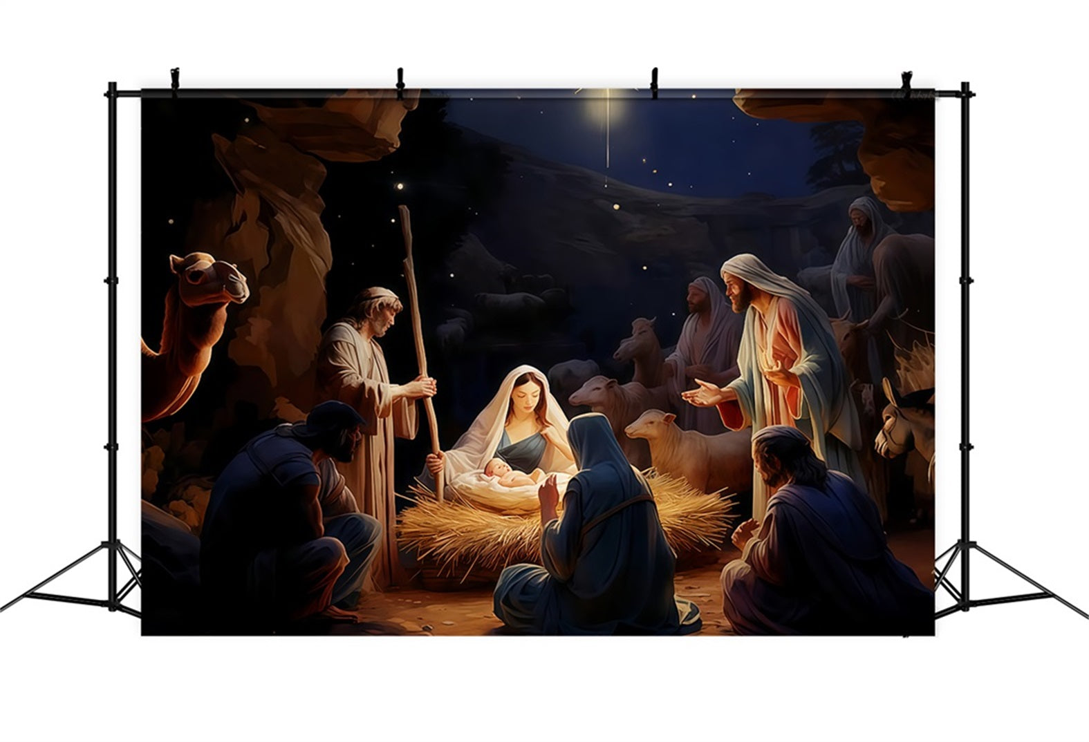 Fond de la Nativité Sainte Famille Nuit de la Nativité Fonds pour photos de Noël TWW510-102