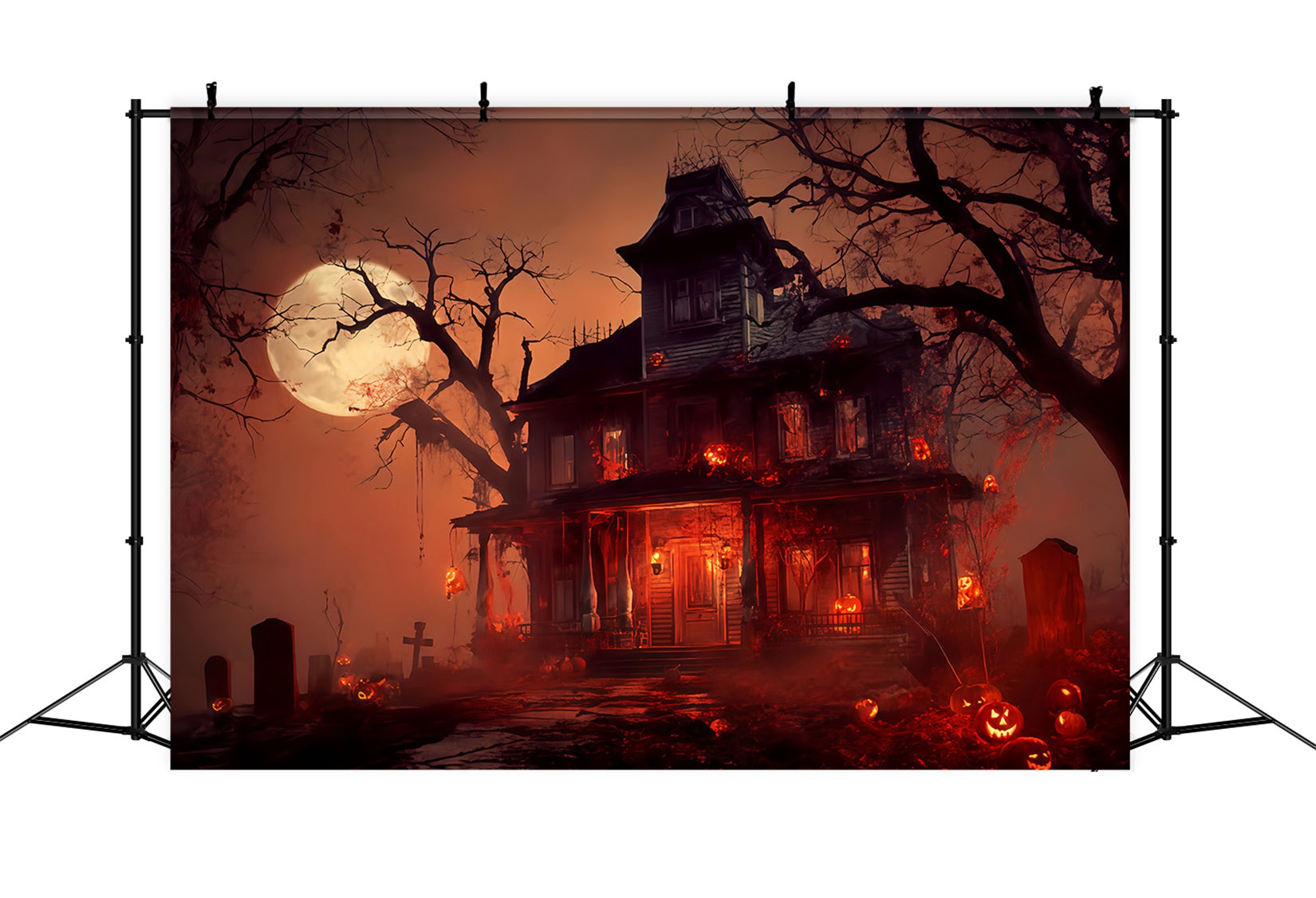 Fond Haunted Mansion Haunted Mansion Blood Moon Fonds effrayants pour Halloween TWW510-30
