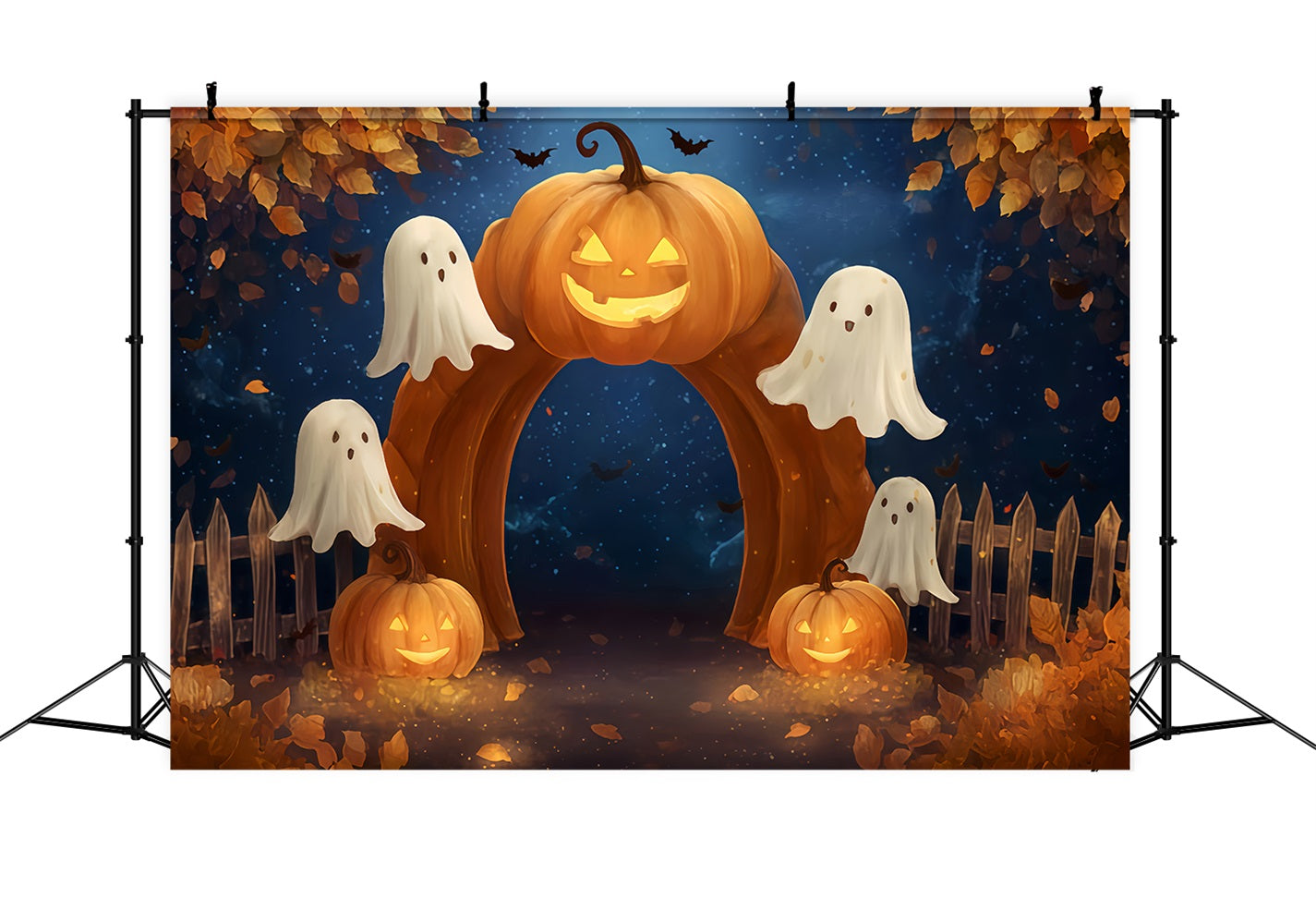 Fond fantôme pour Halloween Arche de citrouilles Chemin fantôme Fonds pour Halloween TWW510-42