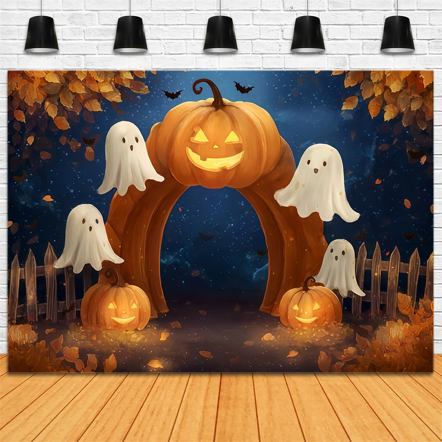 Fond fantôme pour Halloween Arche de citrouilles Chemin fantôme Fonds pour Halloween TWW510-42