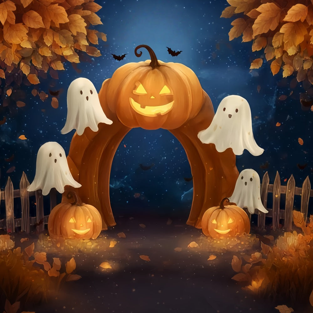 Fond fantôme pour Halloween Arche de citrouilles Chemin fantôme Fonds pour Halloween TWW510-42