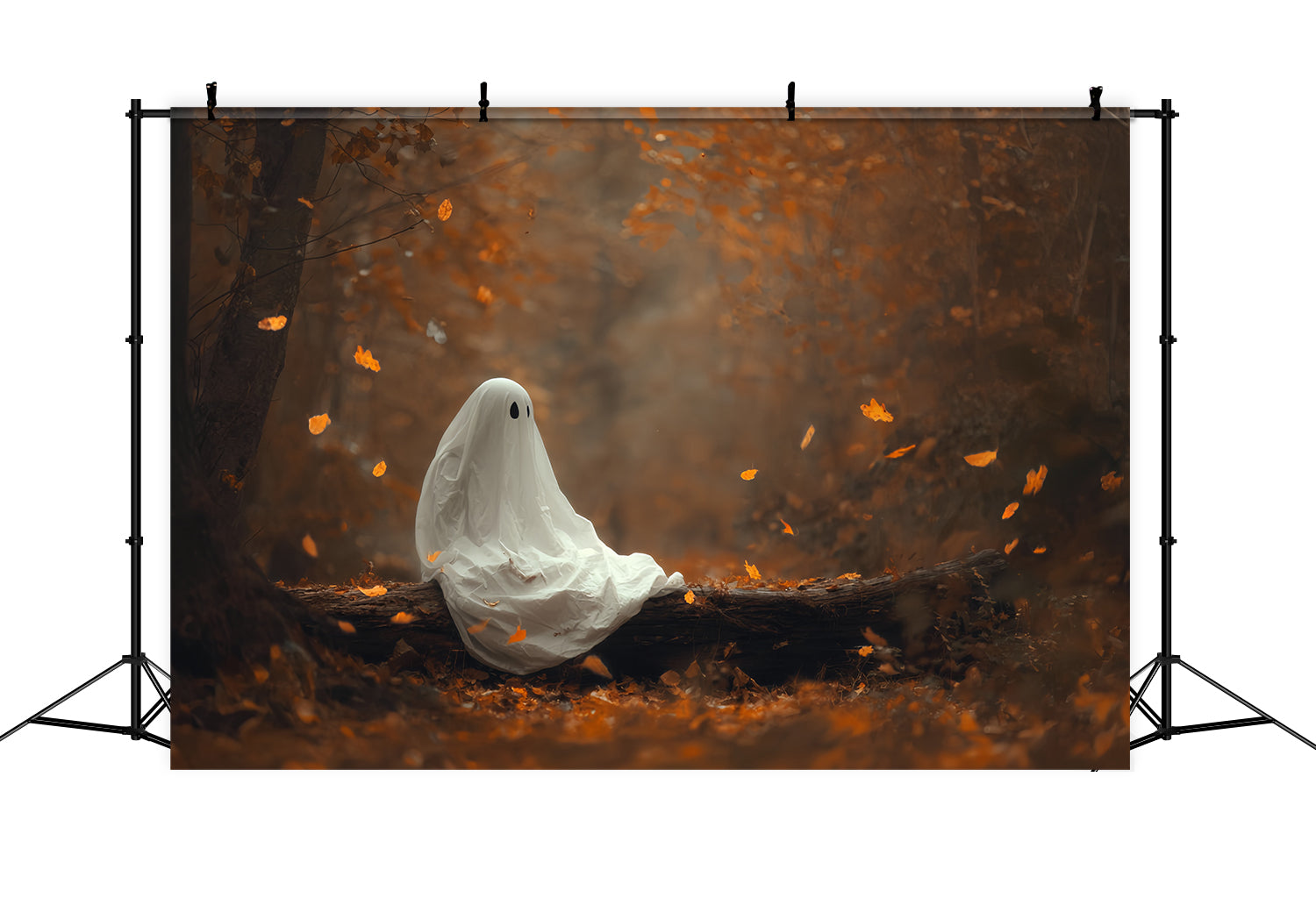 Toile de fond fantôme pour Halloween, forêt automnale, fantôme solitaire, toile de fond effrayante pour Halloween TWW510-48