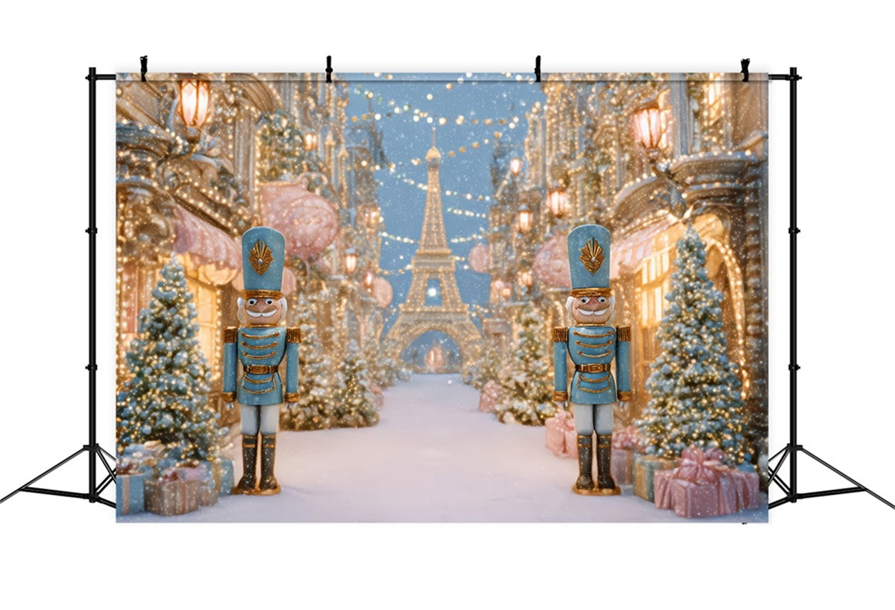 Fond Casse-Noisette Paris enneigé Rue d'hiver Fond photo de Noël TWW510-58