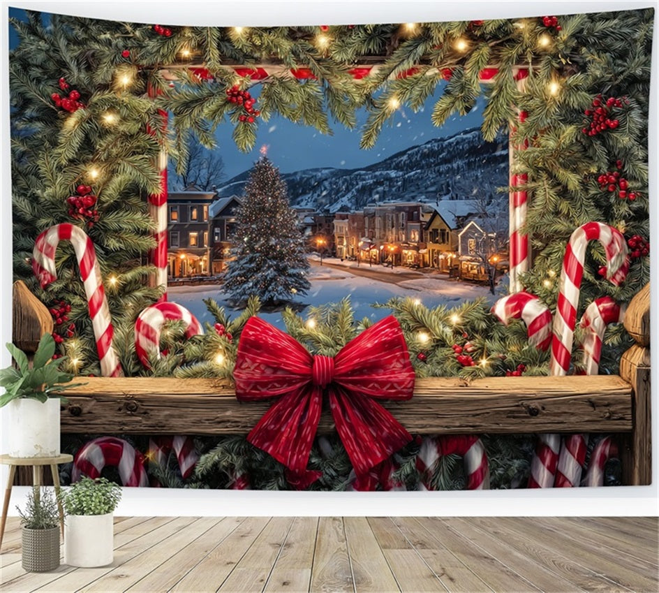 Fond de scène Nœud de Noël Ville accueillante Vitrine de Noël Fonds de scène photo de Noël TWW510-75
