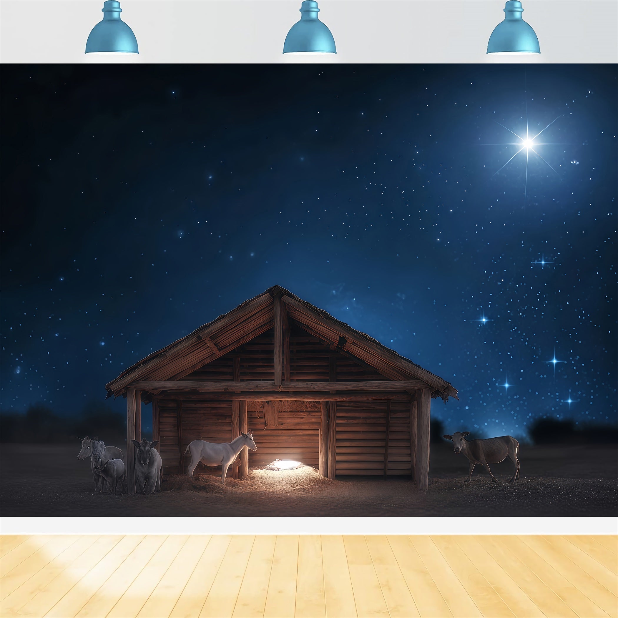 Fond de crèche Nuit silencieuse Éclat de la crèche Idées de fonds de Noël TWW510-77