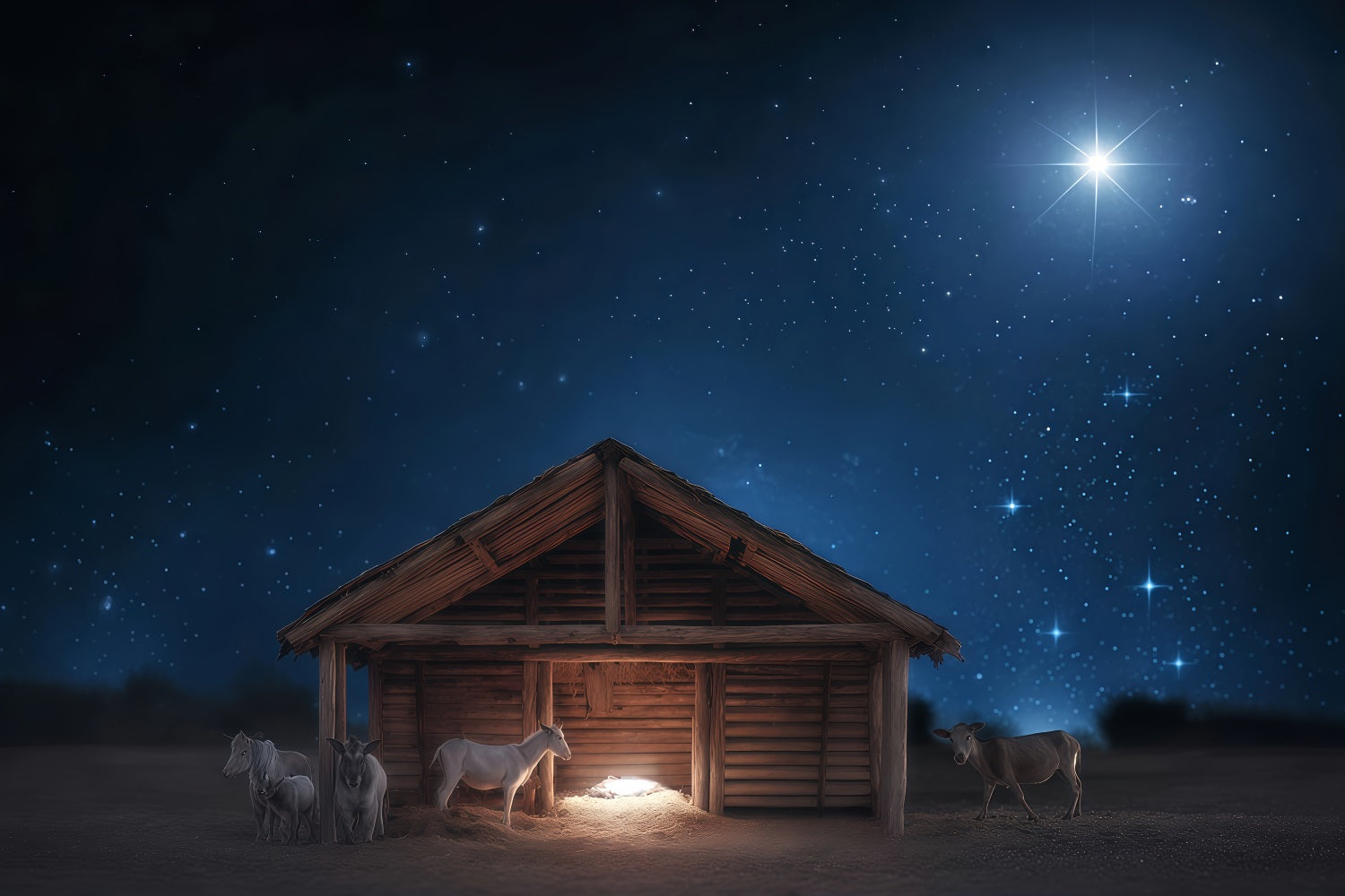 Fond de crèche Nuit silencieuse Éclat de la crèche Idées de fonds de Noël TWW510-77