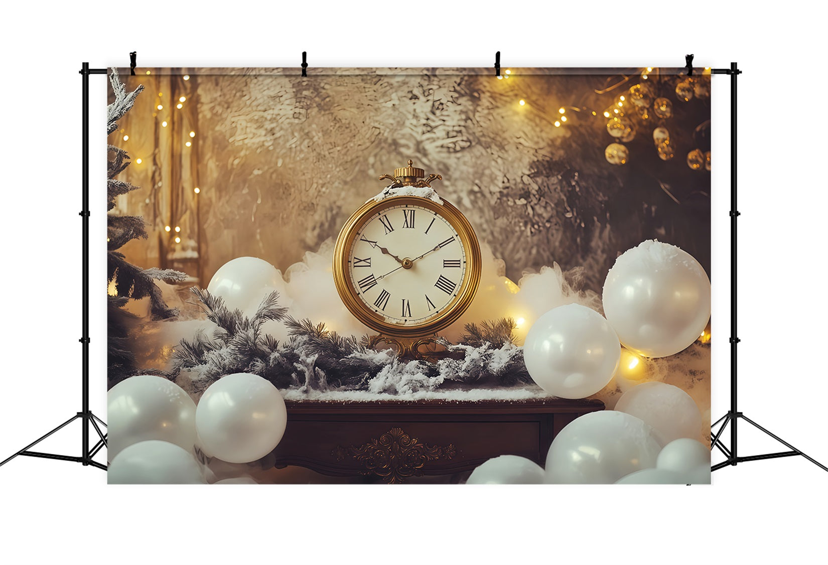 Toile de fond pour le Nouvel An Horloge décompte du Nouvel An Lumières Toile de fond pour le réveillon du Nouvel An TWW512-22