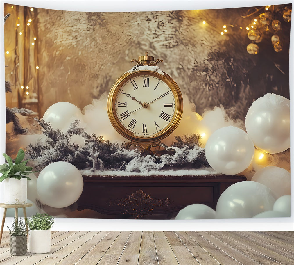 Toile de fond pour le Nouvel An Horloge décompte du Nouvel An Lumières Toile de fond pour le réveillon du Nouvel An TWW512-22