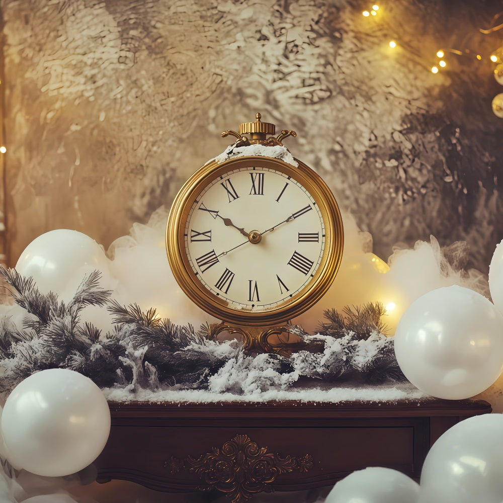 Toile de fond pour le Nouvel An Horloge décompte du Nouvel An Lumières Toile de fond pour le réveillon du Nouvel An TWW512-22