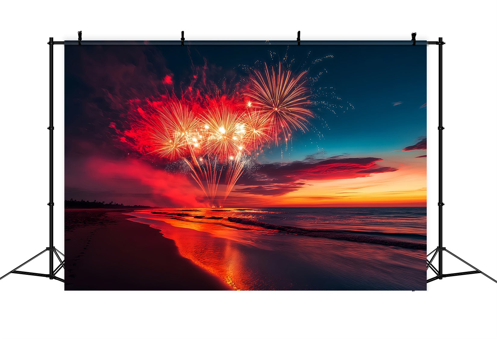 Fond pour le Nouvel An Nuages Plage Feux d'artifice Fond pour le réveillon du Nouvel An TWW512-6