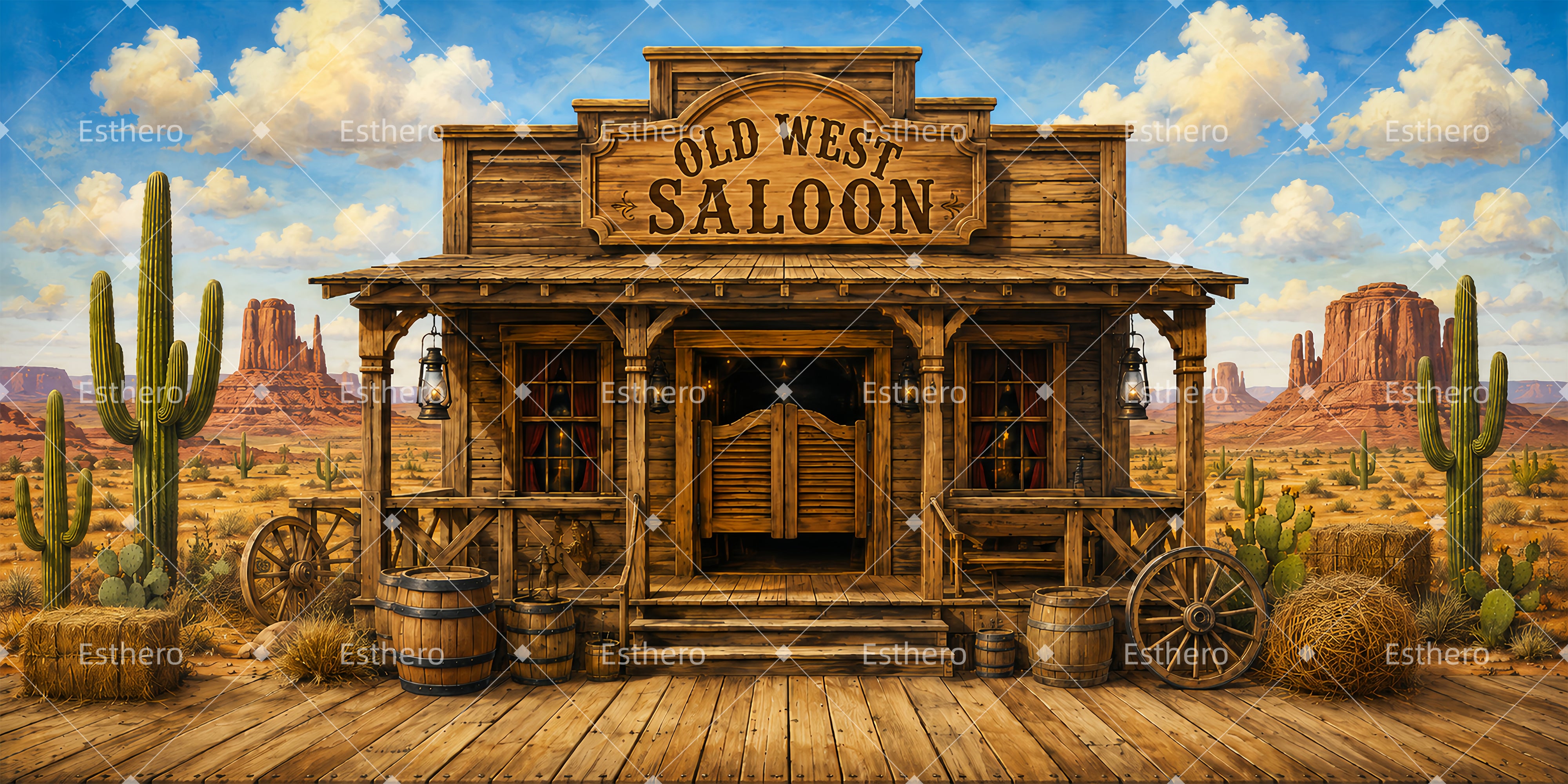 Toile de fond théâtre saloon western décor de scène VBS ZTT65-T1