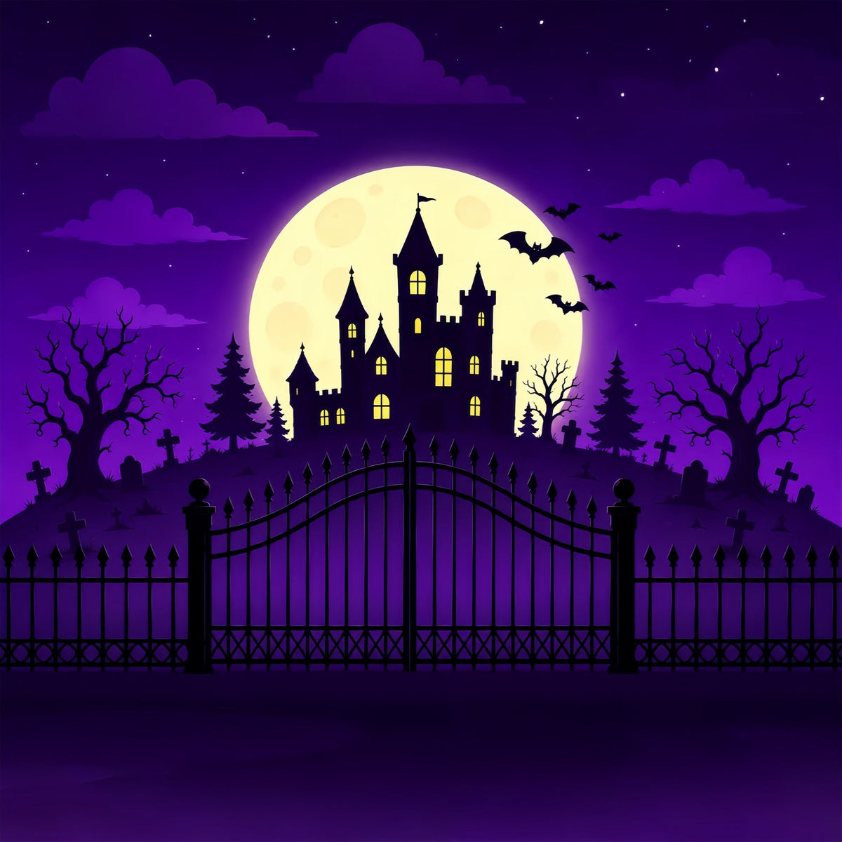 Idées De Décors D'Halloween À Faire Soi-Même Château Et Lune Violette Décor D'Halloween Violet ZTT67-14