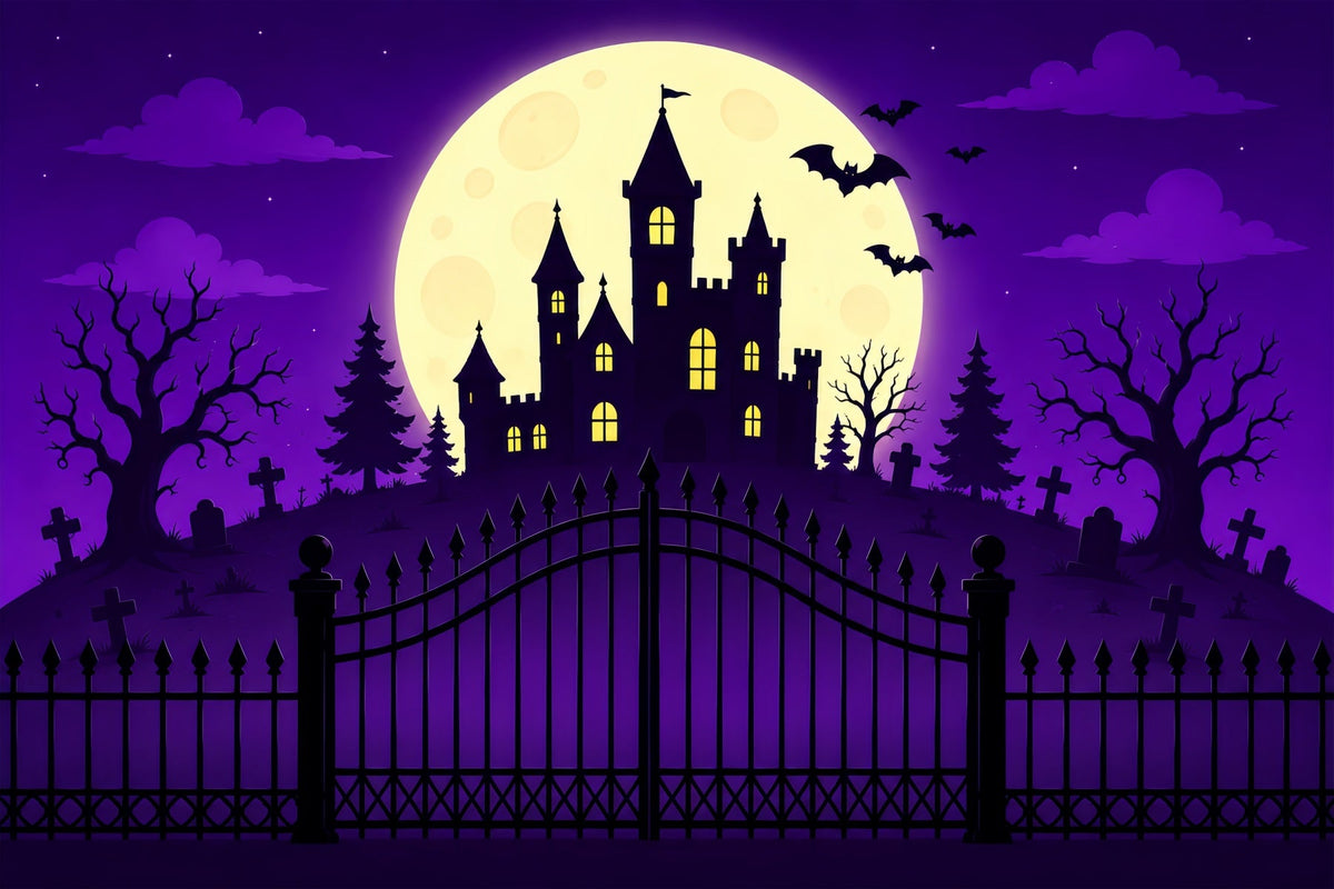 Idées De Décors D'Halloween À Faire Soi-Même Château Et Lune Violette Décor D'Halloween Violet ZTT67-14