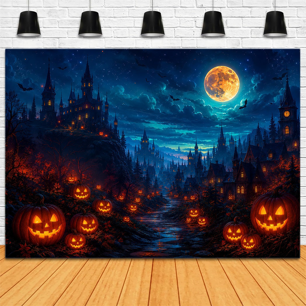 Idées De Décors Photo Pour Une Fête D'Halloween Citrouille Lumineuse Château De La Vallée Décor ZTT67-15