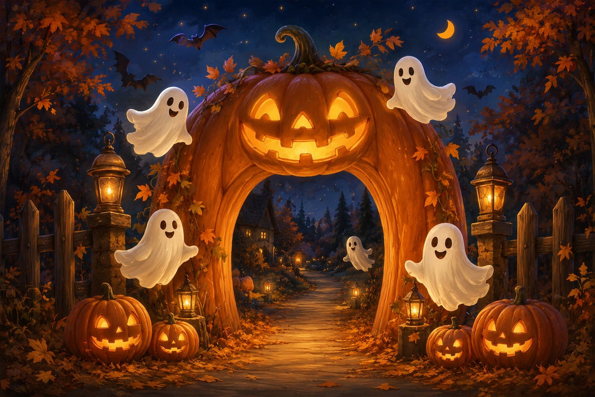 Décor D'Halloween Avec Fantôme Citrouilles Et Lanternes ArcheDécor Effrayant ZTT67-38