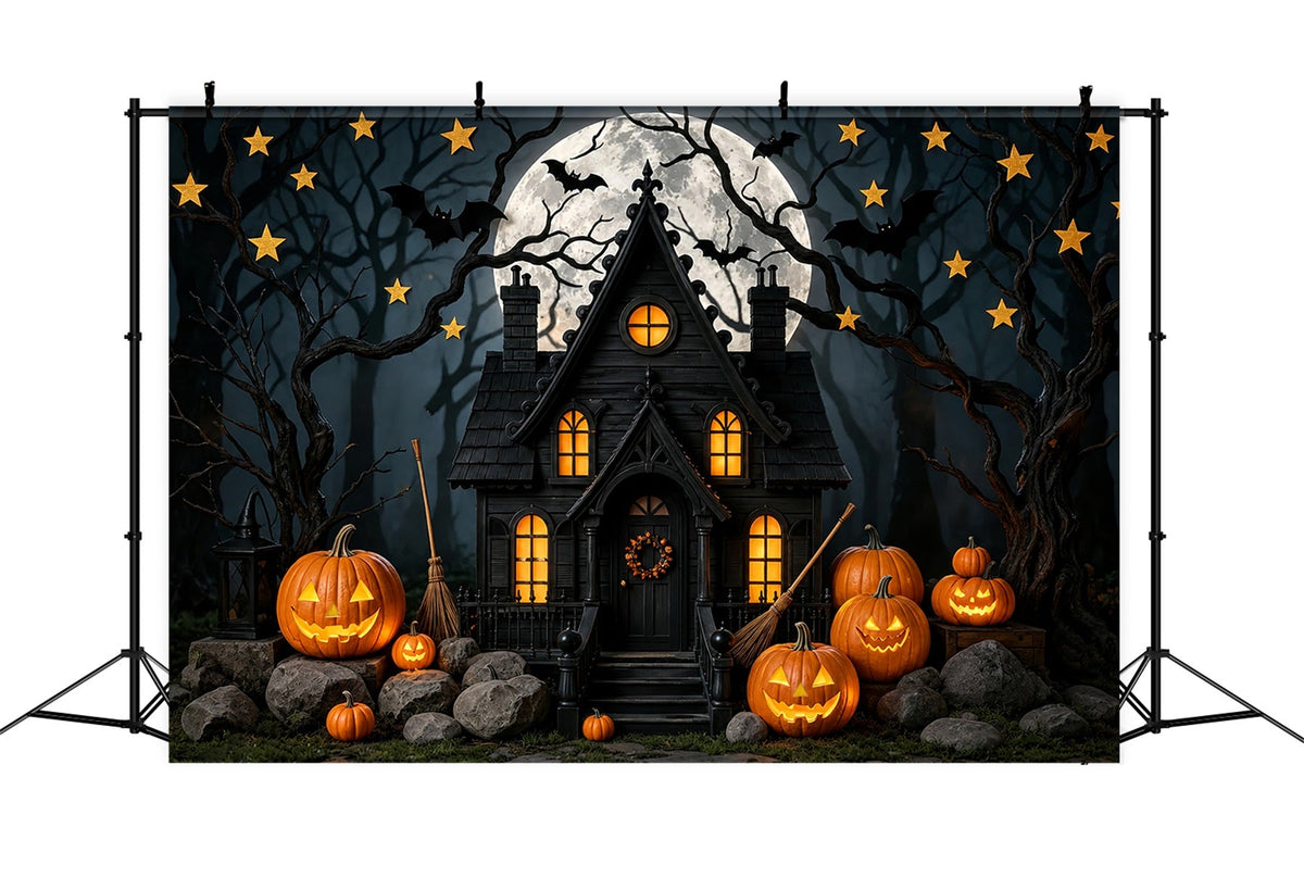 Décor D'Halloween Pour Photomaton Citrouille Au Clair De Lune Maison Hantée Décor Mignon Pour Halloween ZTT67-43