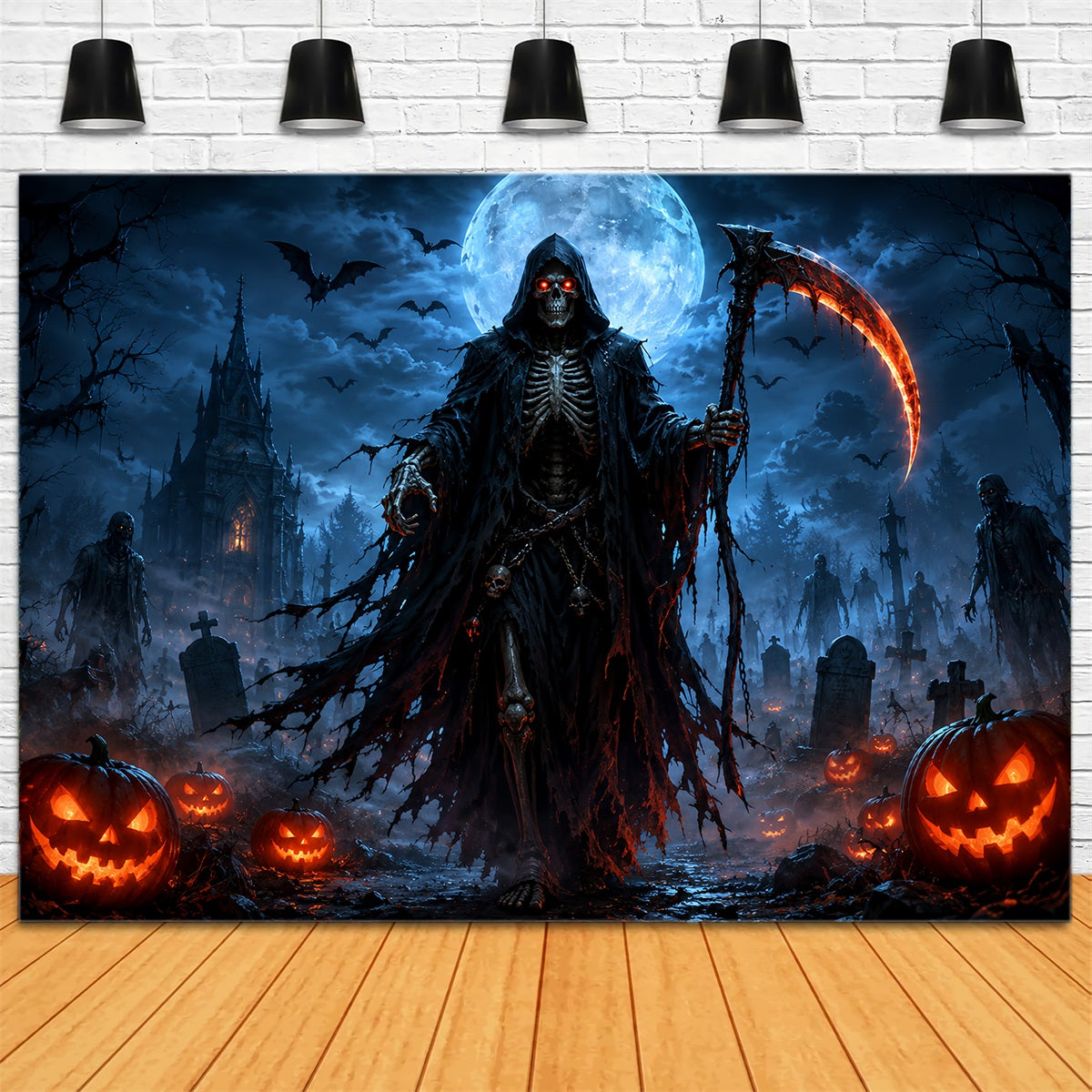 Décor De Garage Pour Halloween Avec Clair De Lune Citrouilles Et Cimetière ZTT67-45