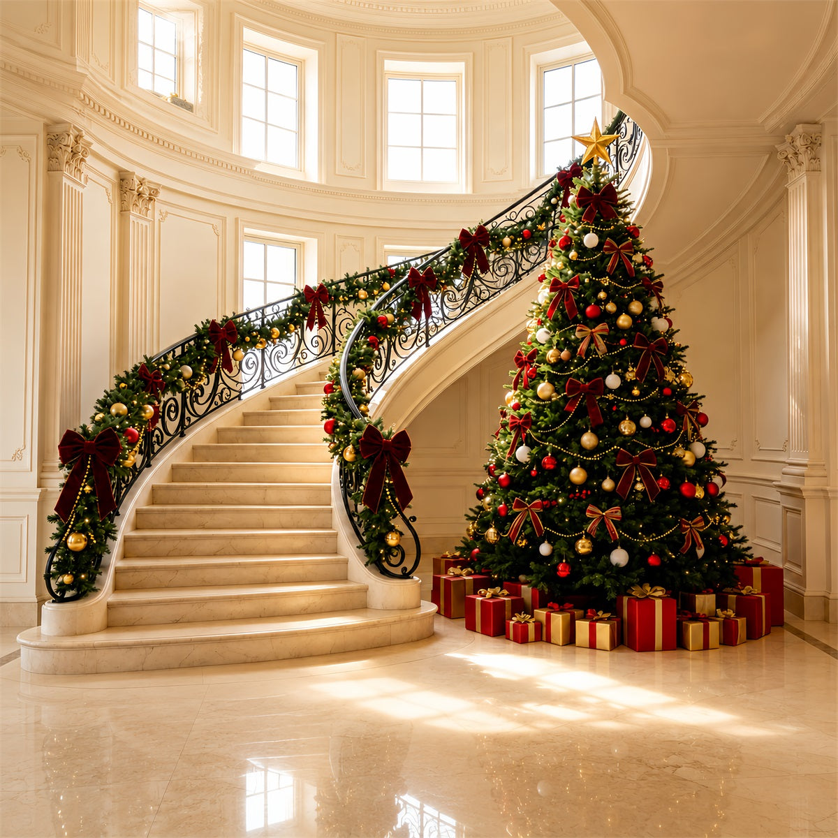 Décors De Noël Victoriens Décoration Élégante De Guirlande D'Escalier Décors De Noël D'Intérieur ZTT69-5