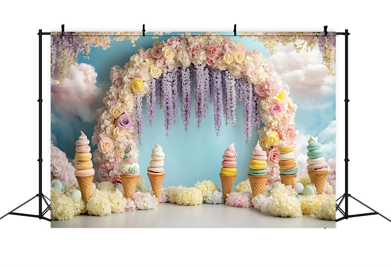 Toile de fond Été Crème Glacée Arche Florale ZXY3-12