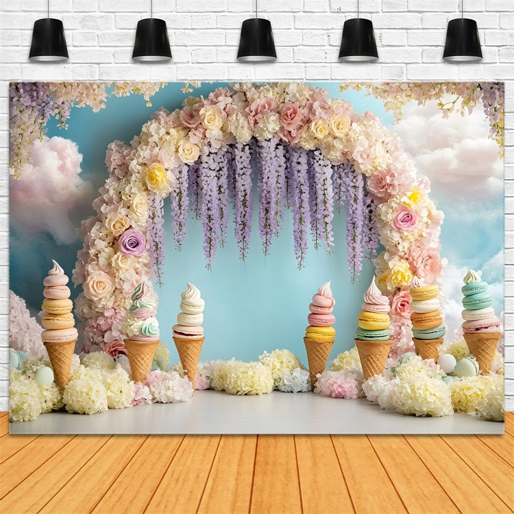 Toile de fond Été Crème Glacée Arche Florale ZXY3-12