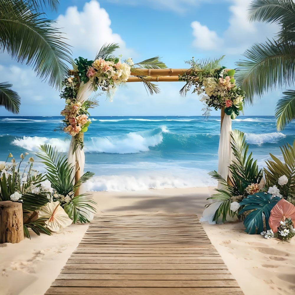 Toile de fond de Plage Été Tropicale Mariage Océan ZXY3-26