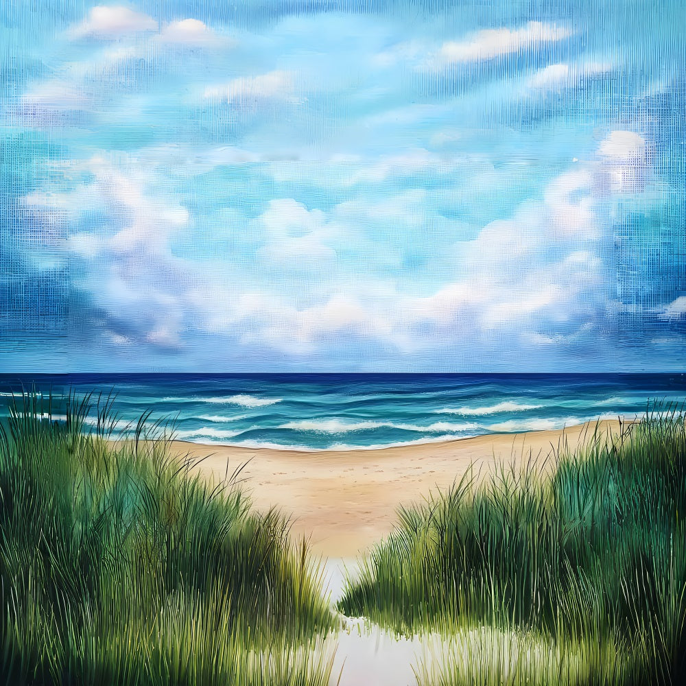 Toile de fond de Plage Été Scène Océan Peint Horizon ZXY3-27
